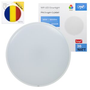 PNI D-Light CL2436T Wi-Fi LED-Deckenleuchten-Set, RGBW, 36 W, dimmbar, inklusive blauem Klebepad