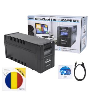 SilverCloud SafePC 650AVR USV-Paket, 360 W Leistung und Klebepad-Flagge im Lieferumfang enthalten