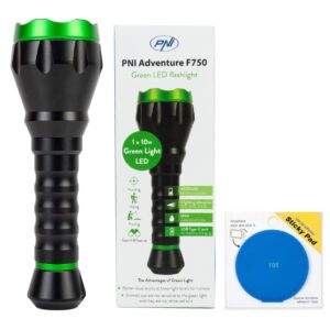 PNI Adventure F750 Green Light Aluminium-Taschenlampen-Set mit blauem Klebepad