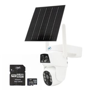 PNI IP894 GSM 4G PTZ Videoüberwachungskamera-Paket und PNI 128GB MicroSD-Speicherkarte