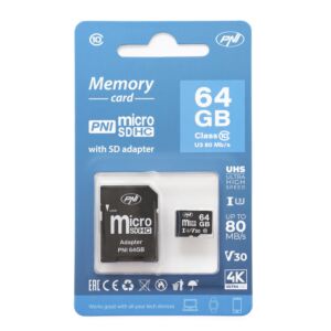 PNI 64 GB MicroSD-Speicherkarte mit SD-Adapter