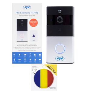 Smart-Video-Türsprechanlagen-Paket PNI SafeHome PT710B WiFi HD, P2P und Klebepad-Flagge