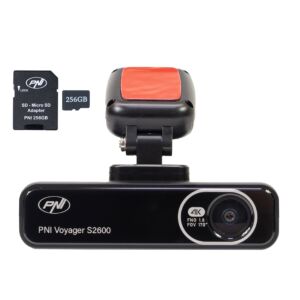 PNI Voyager S2600 DVR Autokamera-Paket, WLAN, 4K Ultra HD, GPS und 256GB microSD-Speicherkarte enthalten