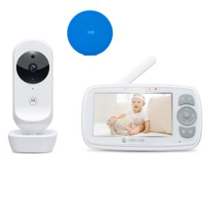Motorola VM34 Video-Babyphone-Paket mit 4,3-Zoll-Bildschirm + Klebepad Blau