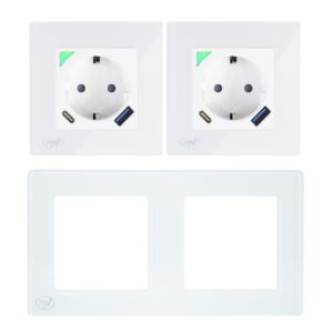 PNI SmartHome WP202 WiFi SmartHome WP202 WiFi Doppelsteckdosen-Kit mit Rahmen zur Unterputzmontage Internetsteuerung
