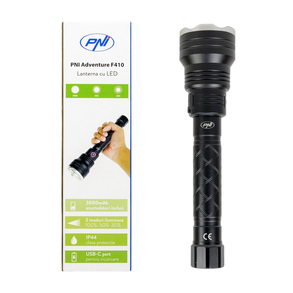 Lampe de poche Crystal LED PNI Adventure F550, 10W et support de montage magnéti