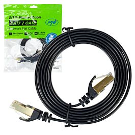 PNI Cavo di rete piatto S/STP CAT7 U7030B, 2 x RJ45, 4 coppie di fili, 32AWG, rame, 10 Gbps, 600 MHz, 3m, nero