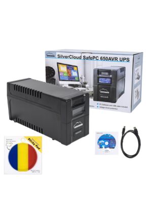 SilverCloud SafePC 650AVR USV-Paket, 360 W Leistung und Klebepad-Flagge im Lieferumfang enthalten