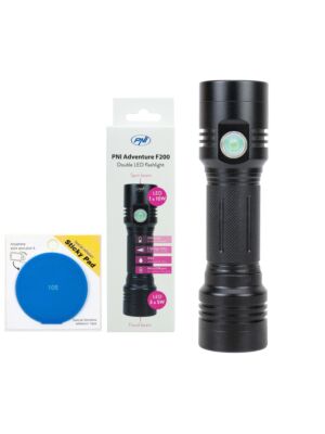 PNI Adventure F200 Aluminium-LED-Doppeltaschenlampen-Paket, 4000mAh Akku und blaues Klebepad enthalten