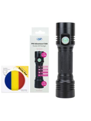 PNI Adventure F200 Aluminium-Doppeltaschenlampen-Set mit LED, 4000-mAh-Akku und Klebefahne inklusive