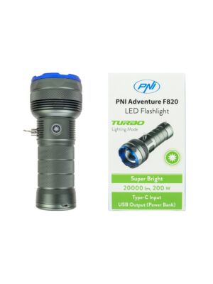 Taschenlampe PNI Adventure F820 200 W, 3 Leuchtstufen plus Turbo, 20000 Lumen, bis zu 350 m, 2600 mAh Akku, I