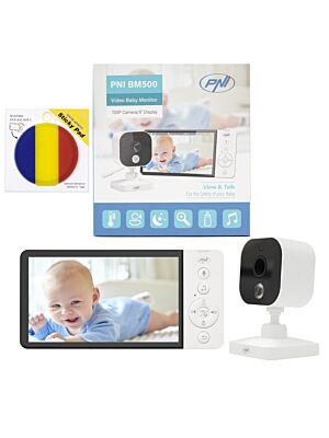 Videopaket Babyphone PNI BM500 Bildschirm 5 Zoll Wireless 2,4 GHz und Sticky Pad Flag
