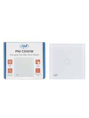 Einfacher Leiterschalter und Kreuzschalter mit Touch PNI CS101W aus Glas, weiß mit LED-Anzeige, 800W