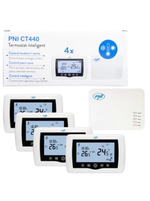 Smarter Thermostat PNI CT440 kabellos, mit WLAN, Steuerung von 4 Zonen über das Internet, für Heizanlagen, Pumpen, Elektrov