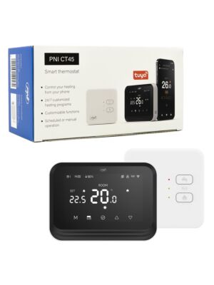 Smarter Thermostat PNI CT45 kabellos, mit WLAN, Internetsteuerung, für Heizanlagen, TuyaSmart APP