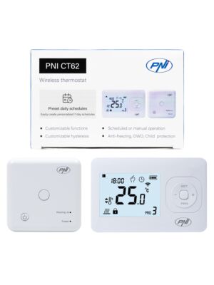 PNI CT62 Funk-Thermostat für Heizungsanlagen, beleuchtetes Display, Tagesprogramme