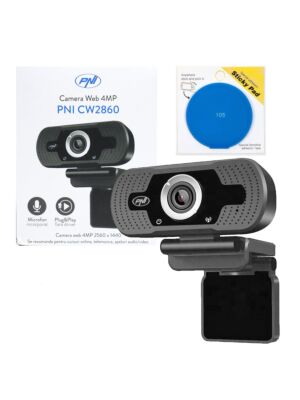 PNI CW2860 Full HD 4MP Webcam-Paket, USB, Clip-on, eingebautes Mikrofon und blaues Klebepad enthalten