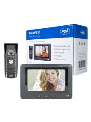 PNI DF930 Video-Gegensprechanlage mit 1 Monitor, 7-Zoll-LCD-Bildschirm, 800 x 480, elektromagnetischer Yala-Ausgang, schwarz