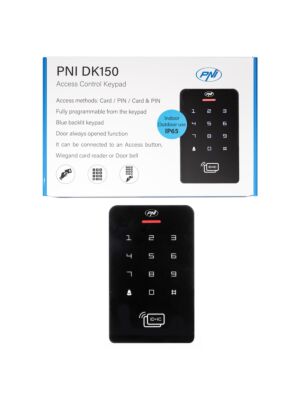 Stand-alone-Zugangskontrolltastatur PNI DK150, Entriegelung mit PIN, RFID-Karte, IP65, schwarz