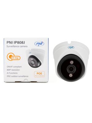 Videoüberwachungskamera PNI IP808J, POE, 8MP, Schwarzlicht, 2,8-mm-Objektiv, für den Außenbereich, weiß