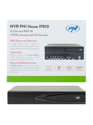 NVR PNI House IP810 mit 10 4K-Kanälen, 4 POE-Kanälen und 6 IP-Kanälen