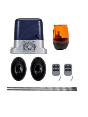 Das PNI AP800D-Torautomatisierungskit enthält ein 4-m-Motorrack, Fotozellen, eine Fernbedienung, eine Lampe, eine 230-V-Entwicklung 1100 N und 8