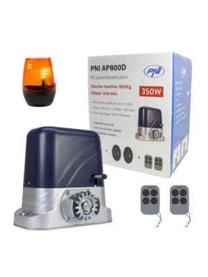 PNI AP800D Torautomatisierungsset, Motor, Fotozellen, Fernbedienung, Lampe, 230 V, 1100 N und 800 kg Schiebetor