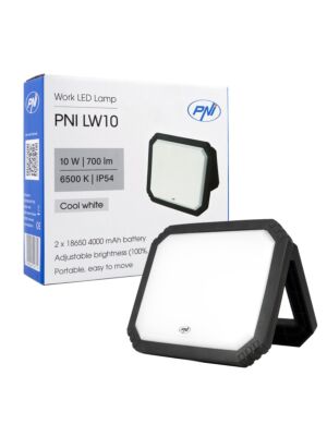 PNI LW10 10W LED Arbeitsleuchte, tragbar, wiederaufladbar, mit 2 x 18650 4000mAh Akku, 6500K, IP54, 700 lm, 2 Stufen