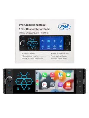 Auto-MP5-Player PNI Clementine 9550 1DIN-Display 4 Zoll 50Wx4, Bluetooth, UKW-Radio, Carplay, RDS-Funktion
