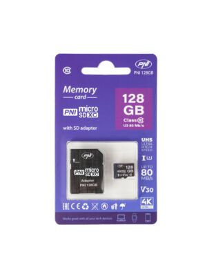 MicroSD-Speicherkarte PNI 128 GB mit SD-Adapter