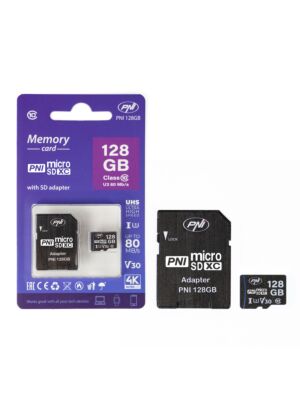 MicroSD PNI 128 GB Speicherkarte mit SD-Adapter, Klasse 10, 80 Mbit/s, V30
