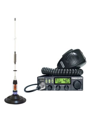 Kit Radio CB President MARTIN ASC + CB-Antenne PNI ML70, Länge 70 cm, 26-30 MHz, 200 W