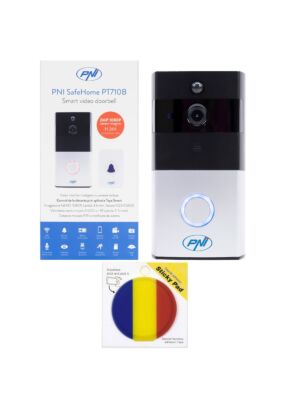 Smart-Video-Türsprechanlagen-Paket PNI SafeHome PT710B WiFi HD, P2P und Klebepad-Flagge