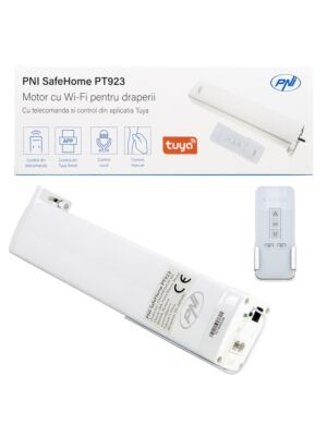 Intelligenter Motor für Vorhänge, PNI SafeHome PT923 WiFi-Vorhänge, mit mitgelieferter Fernbedienung, gesteuert mit der Tuya-Anwendung 
