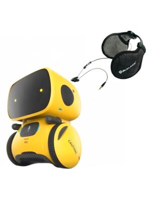 PNI Robo One interaktives intelligentes Roboterpaket, Sprachsteuerung, Touch-Tasten, gelbe + Midland Subzero-Kopfhörer