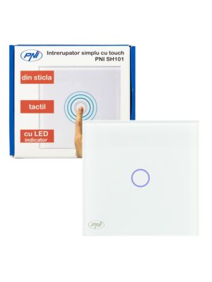Einfacher Schalter mit Glas PNI SH101 Touch, weiß mit LED-Anzeige