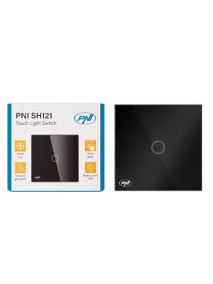 Einfacher Schalter mit Touch PNI SH121, aus Glas, schwarz, mit LED-Anzeige, 10A 200W