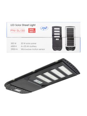PNI SL130 20W Straßenlaterne Lampe mit eingebautem Solarpanel 20W, 6500K, 2900lm, 4 x eingebaute 20Ah Batterie, S