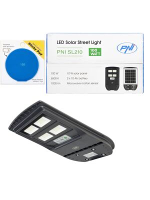 Paket PNI SL210 100W Straßenbeleuchtung mit integriertem 10W Solarpanel und blauem Sticky Pad ist enthalten