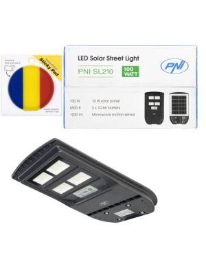Paket PNI SL210 100W Straßenlampe mit integriertem 10W Solarpanel und Sticky Pad-Flagge ist enthalten