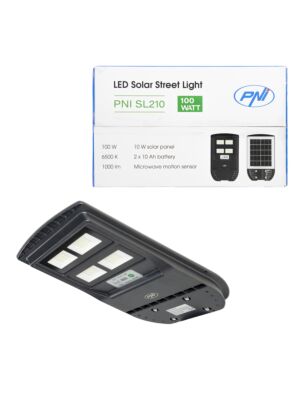 PNI SL210 6.5W Straßenleuchte PNI SL210 6.5W, mit eingebautem Solarpanel 10W, 6500K, 1000lm, 2 x eingebauter 10Ah Akku,