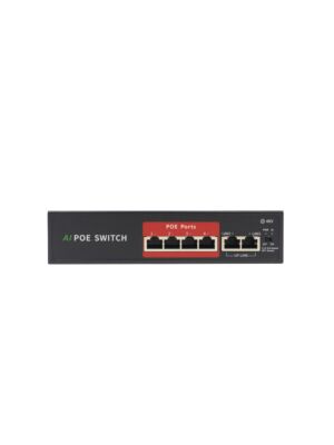 Switch POE PNI SWPOE42 mit 4 POE-Ports und 2 100-Mbps-Ports