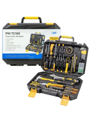 PNI TC100 Handwerkzeugsatz, 100 Teile, Material Kohlenstoffstahl und Chrom-Vanadium, Kunststoffbox