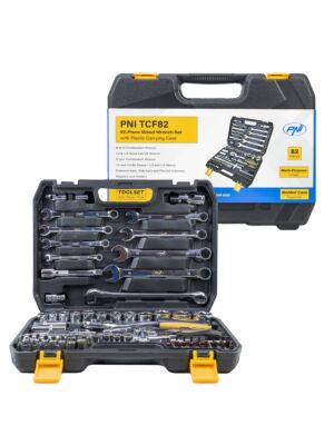 Multifunktionsset mit Rohr- und Festschlüsseln PNI TCF82, 82-teilig, Kunststoffbox