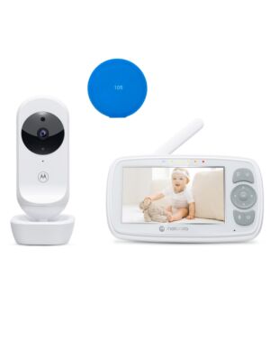 Motorola VM34 Video-Babyphone-Paket mit 4,3-Zoll-Bildschirm + Klebepad Blau