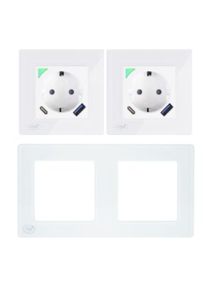 PNI SmartHome WP202 WiFi SmartHome WP202 WiFi Doppelsteckdosen-Kit mit Rahmen zur Unterputzmontage Internetsteuerung