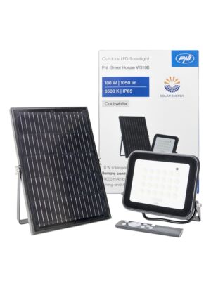 PNI GreenHouse WS100 100-W-LED-Reflektor mit Solarpanel, 10000-mAh-Akku, Fernbedienung, einstellbarem Timing und Helligkeit