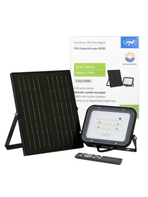 PNI GreenHouse WS50 50W LED-Strahler mit Solarpanel, 6000mAh Akku, Fernbedienung, Timing und einstellbarer Helligkeit,