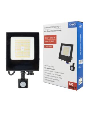 LED-Reflektor PNI GreenHouse WS550 50 W mit Bewegungssensor, Empfindlichkeitseinstellung, Leuchtdauer, 3000 K – 6500 K, Funktion