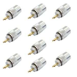 Set mit 10 PNI PL259-Steckern für RG58-Kabel, goldener Mittelstift 9 mm